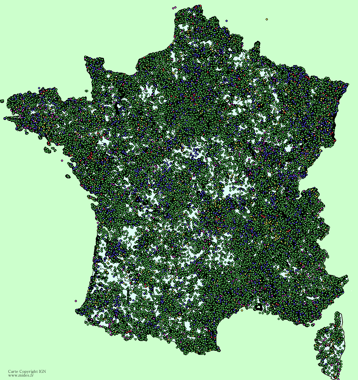 Carte intéractive des caches existantes en France