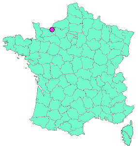 Localisation en France de la geocache Danestal - Communes du Calvados [FR/EN]