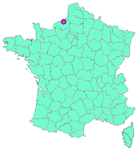 Localisation en France de la geocache Commune du 76 ; Dénestanville; La Scie