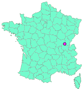 Localisation en France de la geocache L'aire du Poulet de Bresse