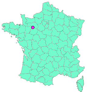 Localisation en France de la geocache Oisseau-le-petit, lettre O de l'alphabet sarthois